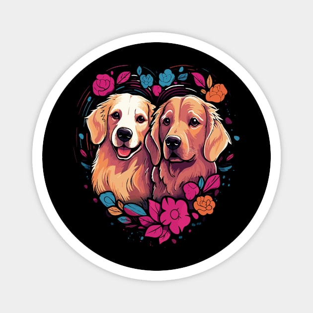 Golden Retriever Couple Valentine Magnet by JH Mart